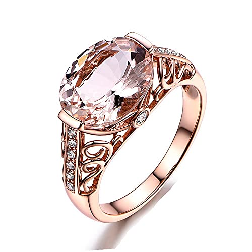 GYOEI 18K Rose Gold Plated Champagne Morganite Ring Hollow Engagement Wedding Anniversary Promise Ring Cocktail Party Ring for Women HM105 (9)