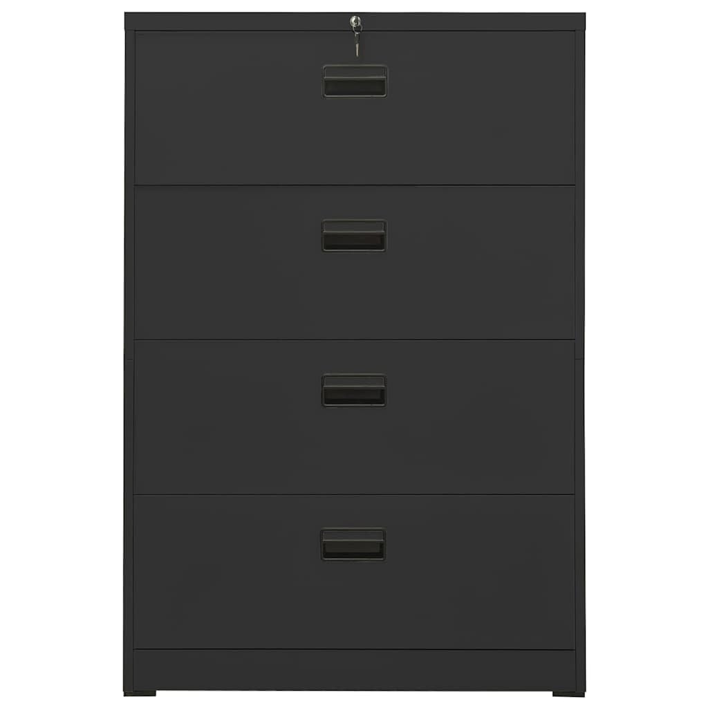 Szafa na akta, antracytowa, 90 x 46 x 134 cm, stal z 4 szufladami i zamkiem