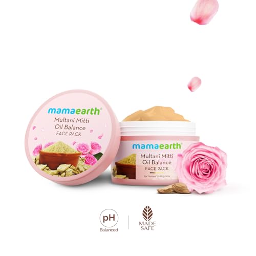 Image of Mamaearth Multani Mitti Oil Balance Face Pack with Multani Mitti & Bulgarian Rose for Normal to Oily Skin 200g | DIY-like Texture | Controls Oil & Acne | Clay Face Mask | Free From Harmful Chemicals