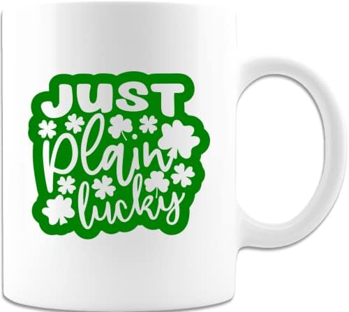 Just Plain Lucky Gift Mug, St. Patricks Day Png, Campfire Mug, Dishwasher Safe