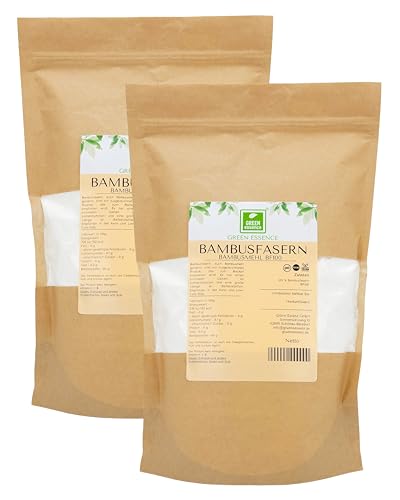 Bambusfaser 1000g (2x500g) Low Carb & KETO mehl von der Grünen Essenz - kohlenhydratarmes Bambusmehl - Bambuspulver - Ballaststoffmehl Low Carb Bambusfasermehl Natürliche Keto Stärke (1000g)