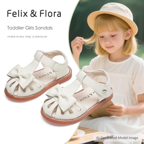 Image of Felix & Flora Toddler Girls Sandals Soft Rubber Princess Flat Shoes Flower Girl Shoes