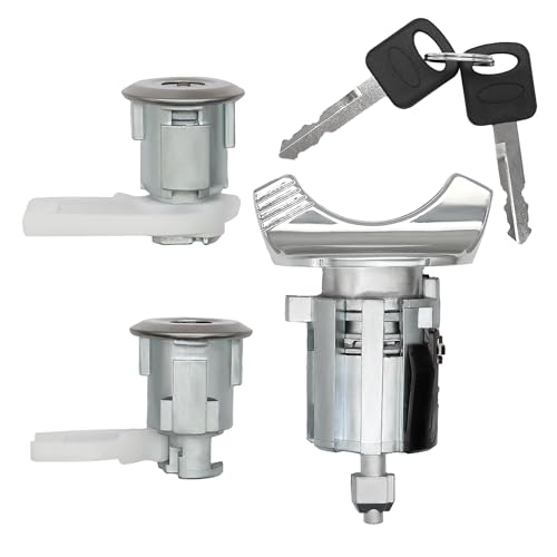 Ignition Switch Lock Cylinder & Front Door Lock Cylinderwith Key Compatible with 1990-1996 Ford E150 E250 E350 F150 F250 F350 Mustang Bronco Taurus/Mercury Sable Replaces F3UZ1522050D C-42-150