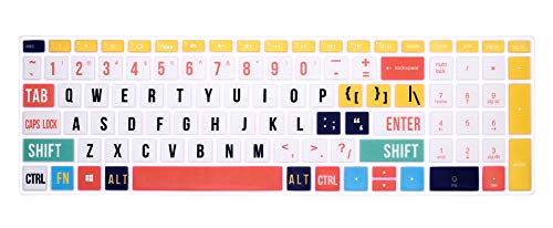 HRH Keyboard Cover for HP Envy x360 15.6" Series /2020 2019 Pavilion 15/Pavilion x360 15.6" Series/Envy 17 17.3" Series/Laptop 15t 17t 17-ca0011nr 17-by0040nr,Creative Rainbow Font