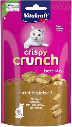 Vitakraft Crispy Crunch Classic, golosinas para Gatos, crujiente Snack para Gatos Relleno de Malta, en Bolsa resellable, sin azúcar añadido (1x 60g)