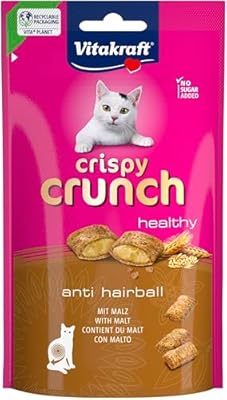 Vitakraft Crispy Crunch Classic  golosinas para gatos  crujiente snack para gatos relleno de malta  en bolsa resellable  sin azúcar añadido  1x 60g 