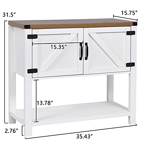 Buffets And Sideboards, Kitchen Sideboard Buffet Storage Cabinet Farmhouse Coffee Bar Cabinet Buffet Cabinet With Storage White Coffee Bar With 2 Doors And Bottom Open Shelf For Living Room, White #TOP2