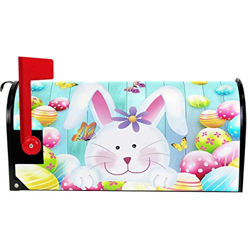 Wamika Spring Easter Bunny Eggs Mailbox Cover Magnetic Standard Size Butterfly Flowers Sunflowers Letter Post Box Cover Wrap Decoration Welcome Home Garden Outdoor 21" Lx 18" W - Thumbnail 3