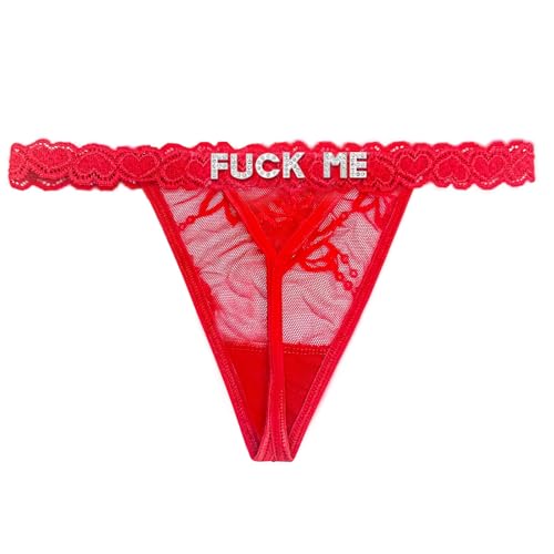 Image of Women's Personalized Thongs with Funny Rhinestone Letters, Custom Name Underwear Panties for Couples