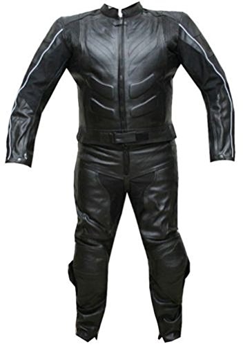 SRHides Men's Biker Cowhide Black Leather Suit Cow Black Small