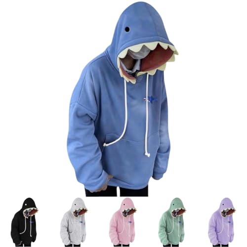 Shark Hoodie Shark Hoodie Women Cute Long Sleeve Hooded Casual Hooded Pullover Sweatshirt Fashion Hoodies with Pocket Blue