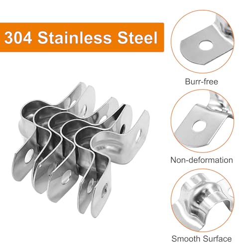 Image of Biaungdo M8 Rigid Pipe Strap, 5 /16 inch Stainless Steel, Silver, 60 Pcs | Two Hole Strap, U Bracket Pipe Clamps, Heavy Duty Conduit Clamps, Tension Tube Clip Cable Clamp Hanger