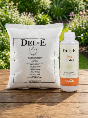 Image of DEE-E Diatomaceous Earth Powder 1 kg with Garden Dry Powder Duster 150 g | Silica Rich Natural Powder for Gardening Soil Care Pest Control Deodorizing & Easy Plant Application | Combo Pack