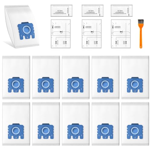 Zeeorymn 10 Pack GN 3D Efficiency Dust Bags for Miele Hoover GN Vacuum Cleaner-Fits for Classic C1 Complete C2 Complete C3 S2 S5 S8 Series with 3 Motor Protection 3 Exhaust Filters 1 Cleaning Brush