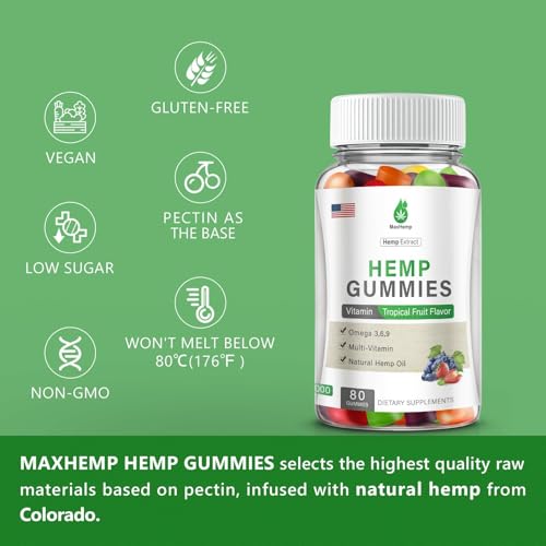 (2 Packs) Hemp Gummies for Sleep, Pain, Anxiety - High Potency Advanced Extra Strength with Pure Natural Hemp Oil - Thumbnail 7