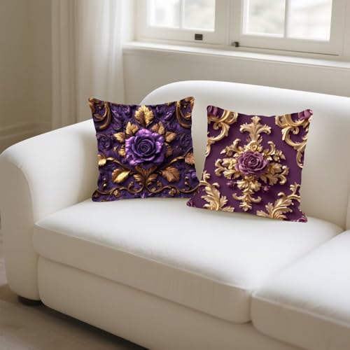Housse coussin 50x50cm super doux impression recto verso fleurs lot de 4 - 6