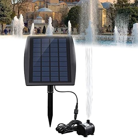 Kavolet Solar Panel Fountain Pump Water Fountain,Solar Panel Pond Powered Water Feature Pump Pluggable 9V 2.5W Decorative Fountain for Garden Cover