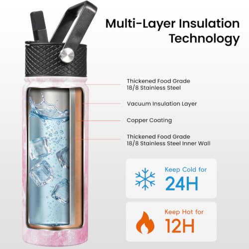 Image of Konokyo 22 oz Insulated Stainless Steel Water Bottle with Straw Lid