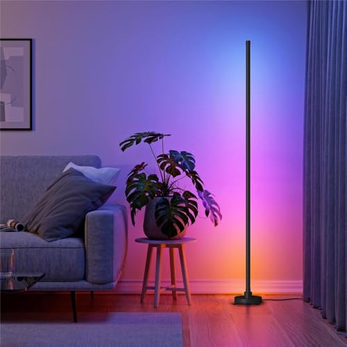 Lampada da terra RGBW Modee Lampade da Terra LED, Piantana Lampada da Terra Funziona con Bluetooth, Sincronizzazione Musicale, 16 Milioni di Colori e 68 Modalità di Scenari per Soggiorno, Camere da Letto, 12W RGBW, 1260lm