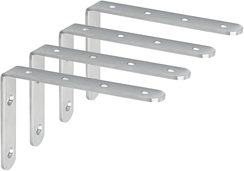 Miniatura 43 de Alise Soportes de estante flotantes, soporte negro para estantes, soporte de pared en L resistente, soporte de esquina de ángulo de articulación