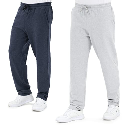 ROSS CAMP Jogginghose Herren – Sporthose Herren Lang Baumwolle, Freizeithose Trainingshose, Sport Hosen Männer, Sweatpants Jogger, Laufhose Baumwoll Breite Modern (Navy-Grau, XL)
