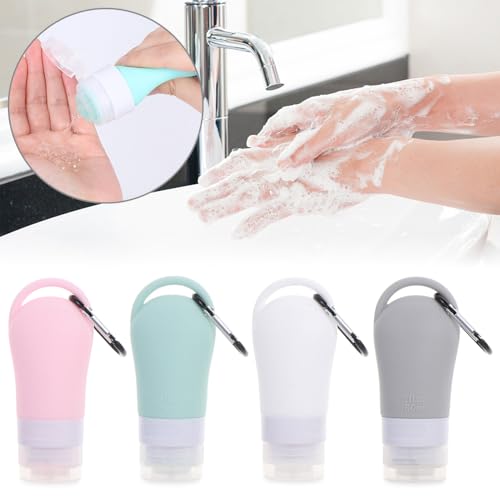 3Pcs Leakproof Silicone Refillable Squeezable Travel Tube with Keychain Hook for Cosmetic Toiletry Shampoo Sub-bottling Travel Bottle(60ml)2