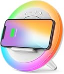 Bluetooth Speaker with Lights, Wireless Charging Speaker, Dimmable Multi-Color Modern Night Lamp, Applicable for Bedroom/Teen Girl,Boy Gifts (5W Wireless Charging)