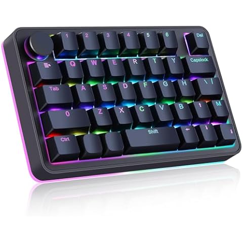 Koolertron Single-Handed Macro Mechanical Keyboard, RGB LED Backlit Portable Mini One-Handed Mechanical Gaming Keypad 23 Fully Programmable Keys (39 Keyboard Black) Cover