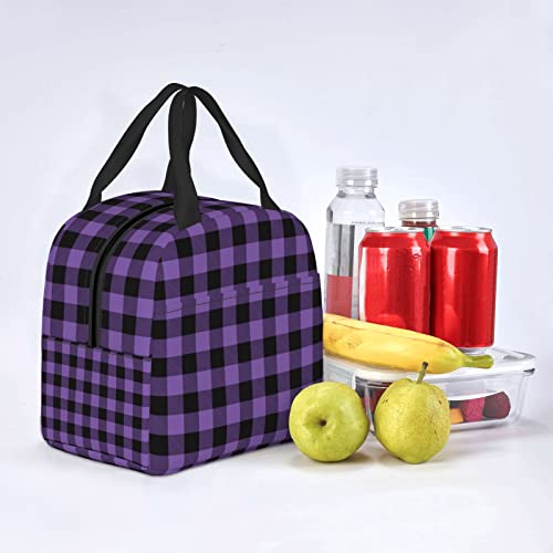 Ayvcxui Purple Buffalo Plaid Check Lunch Tote Reusable Lunch Bag Insulated Lunch Box For Students Work Outdoor Travel Picnicthermal Portable Bento Box Handbags Tote thumb #7