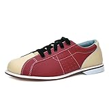 Bowlio Bowlingschuhe aus Leder Leihschuhe in Blau Rot mit Ledersohle, Größe:52, Farbe:Blau/Beige/Rot