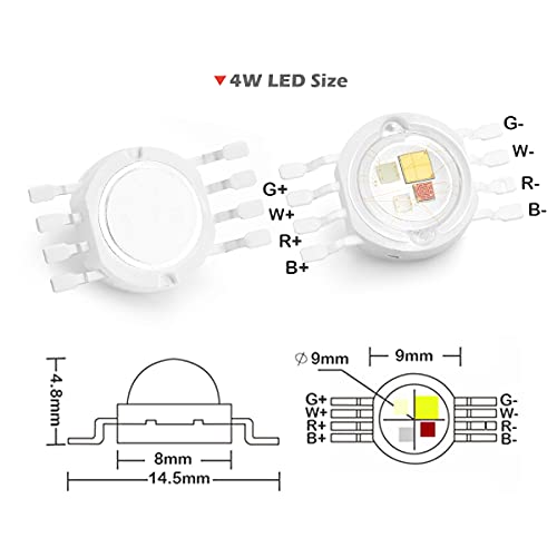 Image of CHANZON 10 pcs High Power Led Chip 4 x 3W RGBW 8 pins