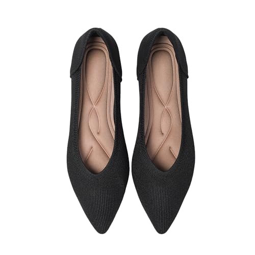 Women's Flats Shoes Pointed Toe Knit Ballet Comfortable Dressy Slip On Leopard Flat