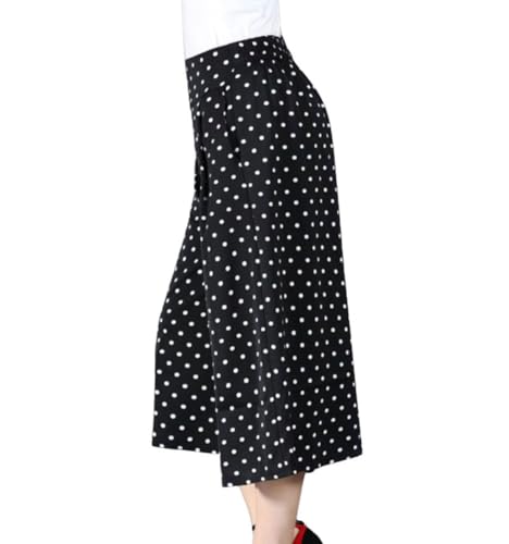 chouyatou Women's Cute Floral Printed Elastic Waist Wide Leg Capris Dressy Casual Flowy Culottes with Pockets3