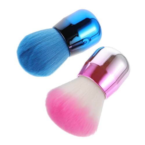 DEARMAMY 2 Piezas Estuco De Cabeza De Hongo Polvo Cosmético Perder Maquillaje En Forma De Hongo Cepillo Real Herramientas De Maquillaje Facial Brocha De Maquillaje Facial El Plastico