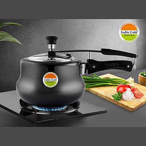 Image of Hard Anodized Induction Base Handi Shape Pressure Cooker with Stainless Steel Inner Lid (ISI Approved & 5 Years Warranty)
