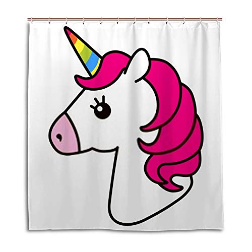 Rideau de douche licorne imperméable en polyester lavable avec 12 crochets - 2
