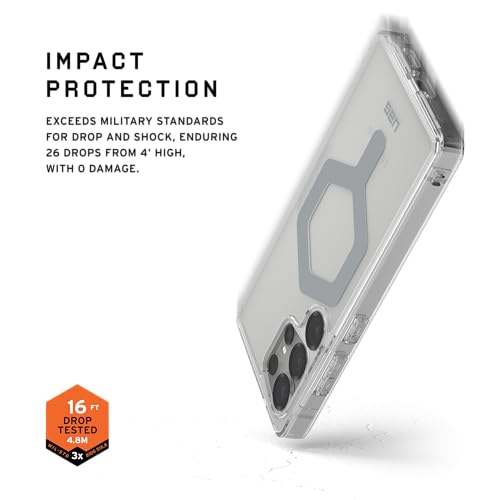 Image of URBAN ARMOR GEAR UAG Designed for Samsung Galaxy S25 Ultra Case 6.9 inch Plyo Pro - Compatible with Magnetic Charging Transparent Rugged Military Drop Tested Protective Cover, Ice /Silver