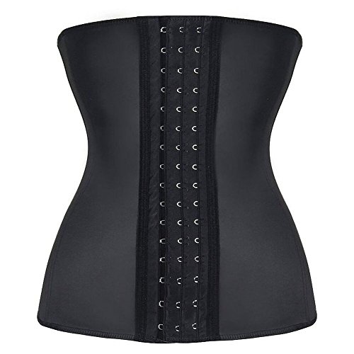 Sport Latex Underbust Steel Boned Waist Trainer Corset and Bustiers with 3 Hooks,black-S