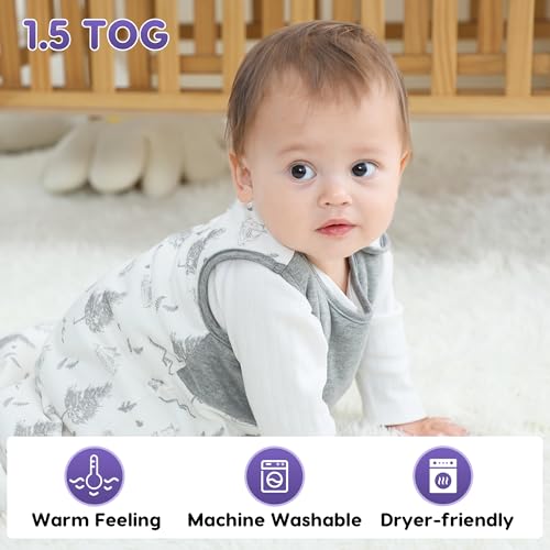 Image of PuppyNap Sleep Sack 6-12 Months, 1.5 Tog Wearable Blanket Baby fits Newborns and Infants, Toddler Sleep Sack with 2-Way Zipper