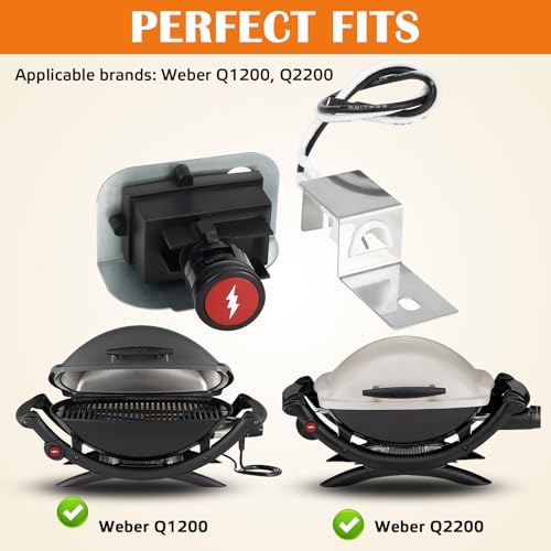 ELNLE Elektronischer Zünder-Kit Ersatz Für Weber Grill Q1200 Q220 80475 Gasgrill Ersatz Zündsatz, mit Vorderen Brennerknöpfen