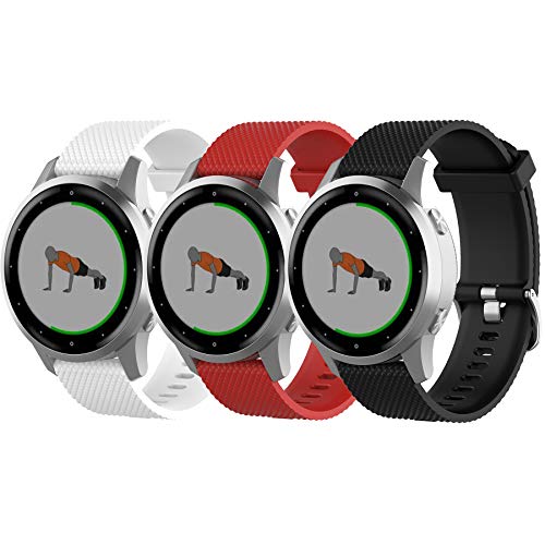 Fit for Mobvoi TicWatch C2 (Rose Golden) Bands, 18mm Silicone Straps Wristbands Bracelet for Fossil Gen 4 Q Venture HR, Gen3 Q Venture, Venture HR, Ticwatch C2 (18mm Rose Gold) (White Red Black)