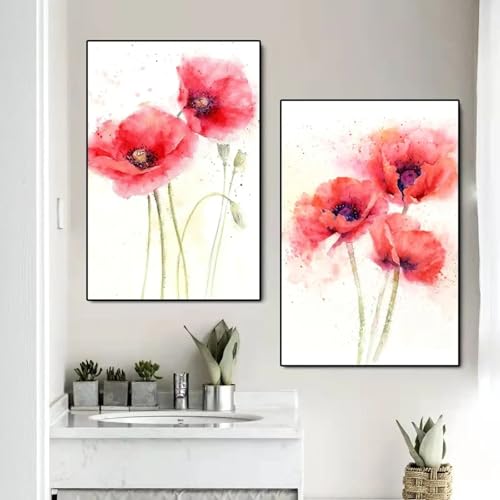 Peinture sur toile abstraite TONGYINLI, set de 2 affiches fleurs 40x60 cm