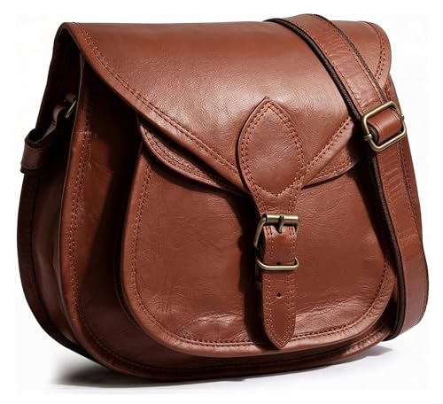 RUSTIC TOWN 11 inch Small Brown Leather Crossbody...