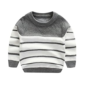Peecabe Kids Boys Cable Knit Sweater Long Sleeve Round Collar Striped Sweatshirt Baby Cotton Pullover Sweater Spring 1…