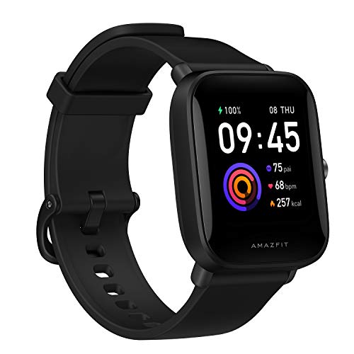Amazfit Bip U スマートウォッチ フィットネス スマートウォッチ 60+ スポーツモード 1.43インチ 大型カラータッチスクリーン 5 ATM (SpO2) 血中酸素心拍数 (ブラック)