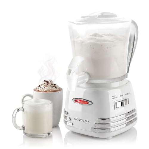 Image of Nostalgia NRHCM32WHT6A Retro 32-Ounce Hot Chocolate, Milk Frother, Cappuccino,Latte Maker and Dispenser