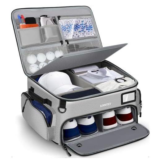 LOINTET Golf Trunk Organizer, Waterproof Car Golf Locker with Separate Ventilated Compartment for 2 Pair Shoes, Golf Storage for Balls, Tees, Cap, Clothes, Gloves, Accessories, Gifts for Men, Women