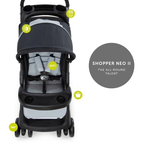 Image of Hauck Shopper Neo II Baby Stroller - Lightweight Foldable Pushchair with One-Hand Fold, Multi-Position Reclining Seat & Adjustable Footrest, Parent & Child Tray, XL Storage Basket, Suitable from Birth to 4 Years (Up to 25 kg), Silver