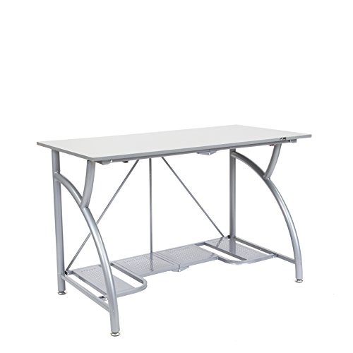 Origami Multi-Purpose fodable Steel frame Table,Sturdy Heavy Duty PC Computer Desk, Fully Assembled Large Craft Desk,Gaming Desk,Storage Space Saving Work Station, Home office,Silver