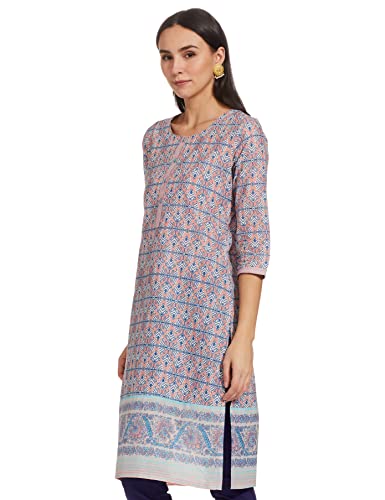 Image of Rangriti Womens Round Neck Printed Kurta